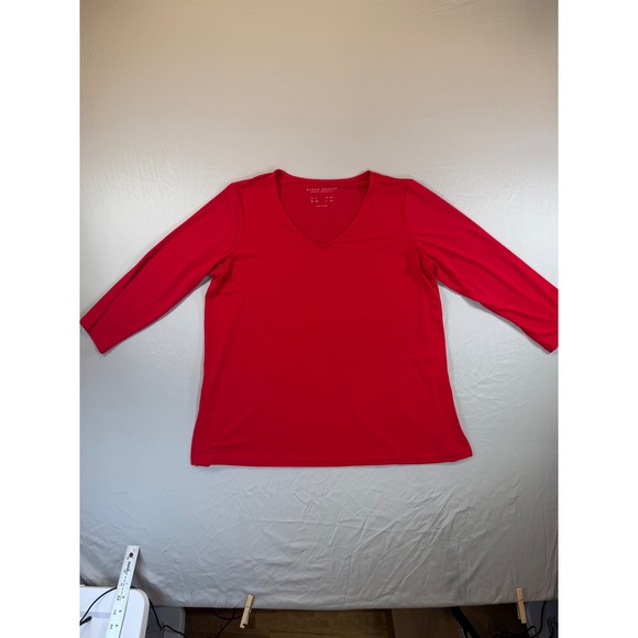 Susan Graver Tops - Susan Graver Modern Essentials Red V-Neck 3/4 Sleeve Top Size‎ LP A512800